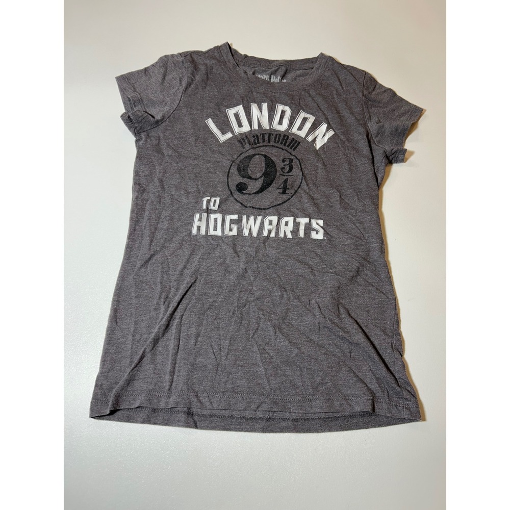 Harry Potter T-Shirt Girls' L (10/12) Gray London Platform 9 3/4 to Hogwarts